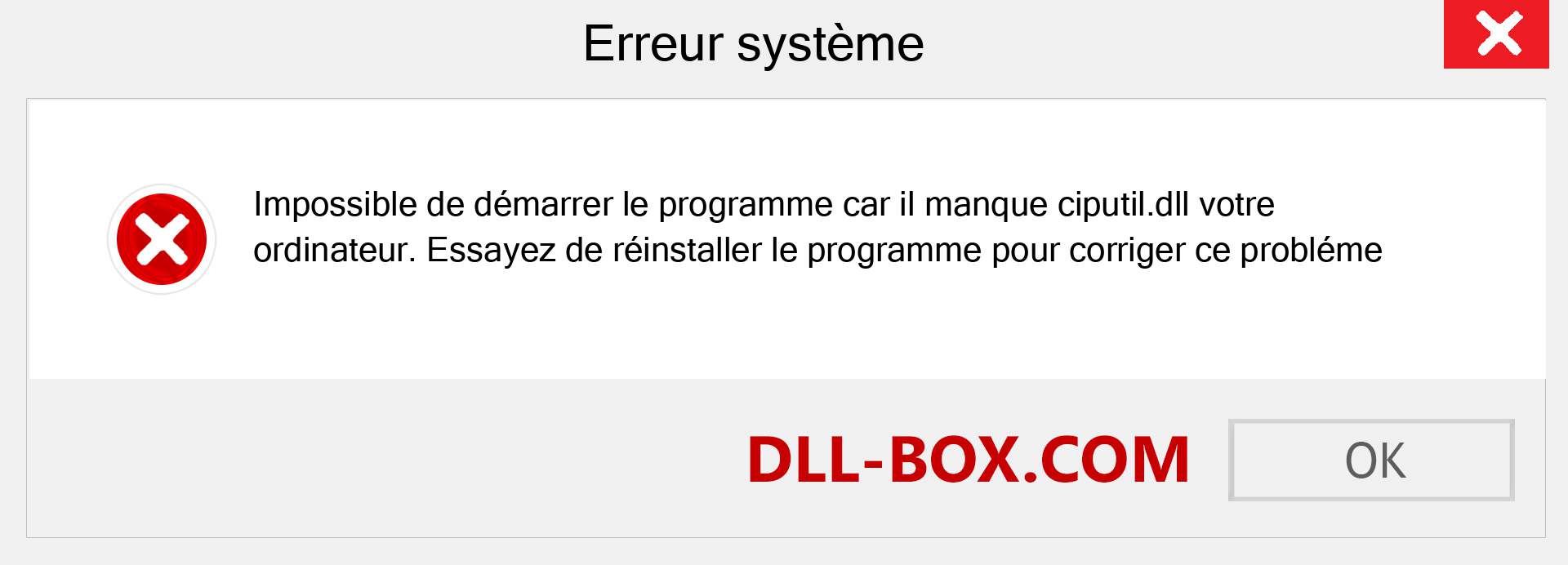 Le fichier ciputil.dll est manquant ?. Télécharger pour Windows 7, 8, 10 - Correction de l'erreur manquante ciputil dll sur Windows, photos, images